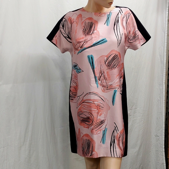 L.K. Bennet London Dr. Sarva Rose Artistic Design Dress, Size 8 - Picture 1 of 13